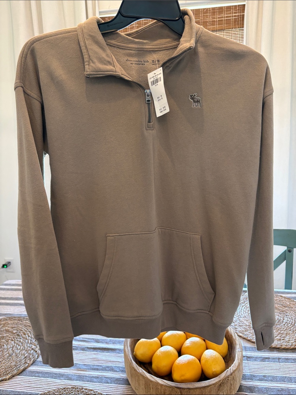Abercrombie kids  Quarter-Zip Pullover Sweatshirt - Brown /taupe